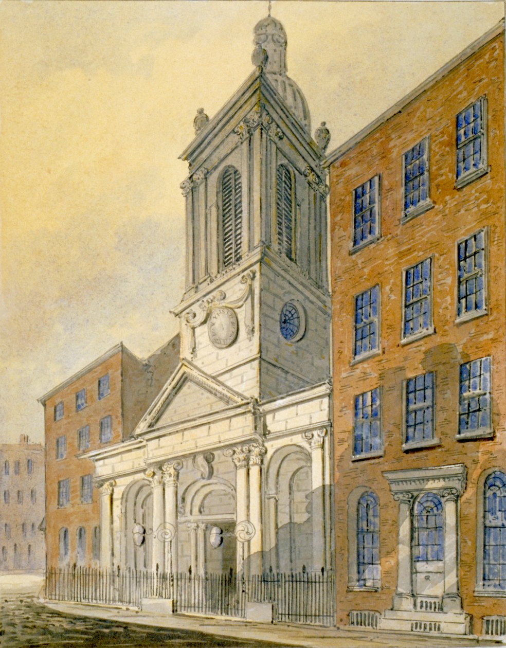 North-east View of the Church of St Peter-le-Poer and Old Broad Street, City of London by William Pearson