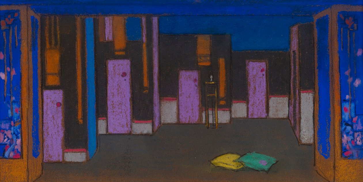 Hall with Doors (set design for Alice-in-Wonderland, 1915) by William Penhallow Henderson