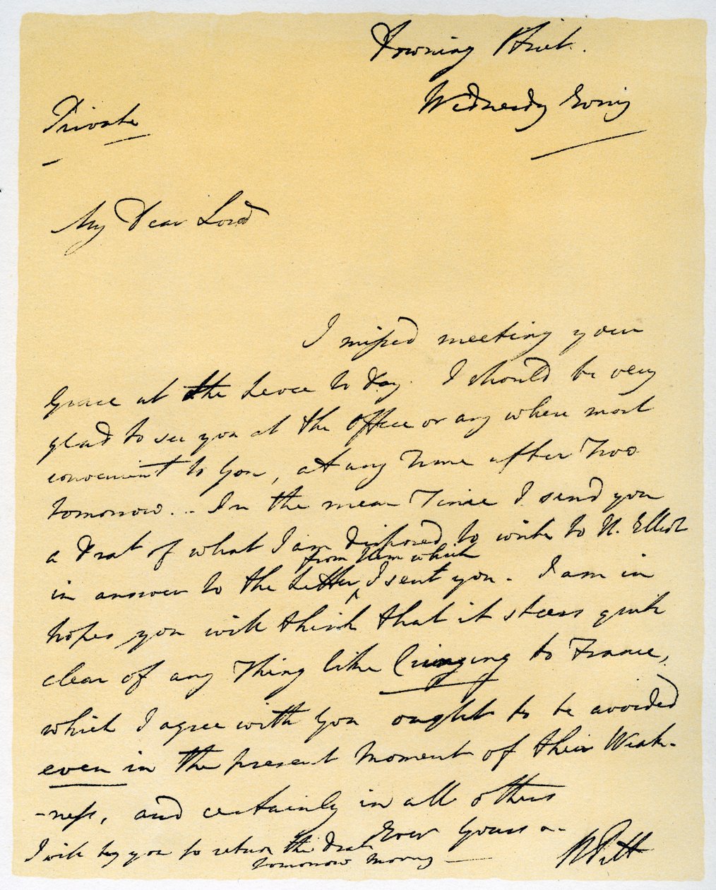 Letter from William Pitt The Younger, October 1790 by William Pitt