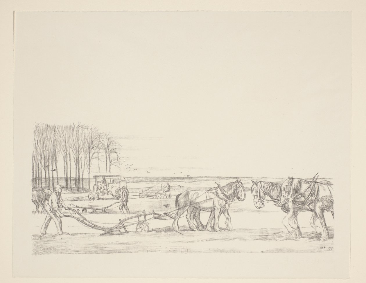 Ploughing the land by William Rothenstein