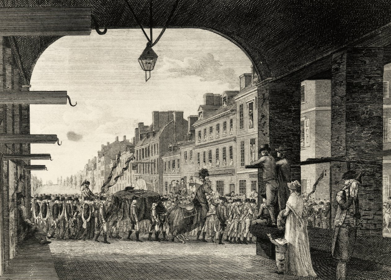 The funeral procession of George Washington along High Street in Philadelphia by William Russell Birch