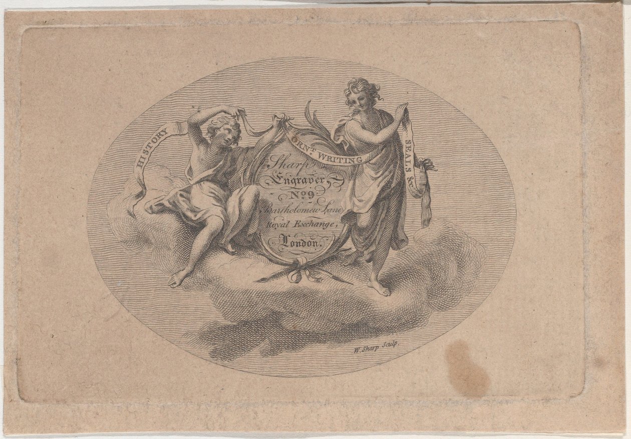 Trade Card for William Sharp, Engraver, 19th century by William Sharp