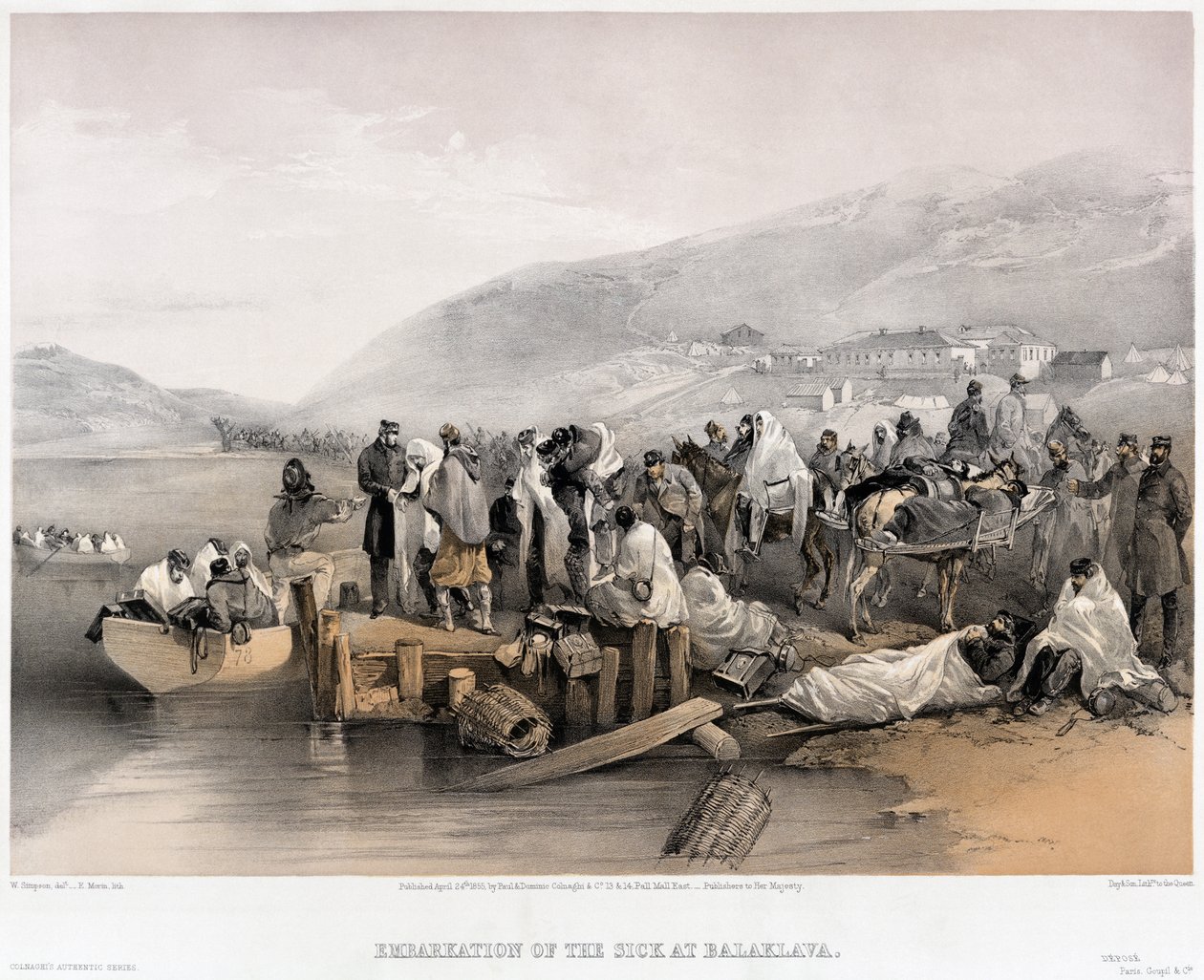 The Embarkation of the Sick at Balaklava by William Crimea Simpson