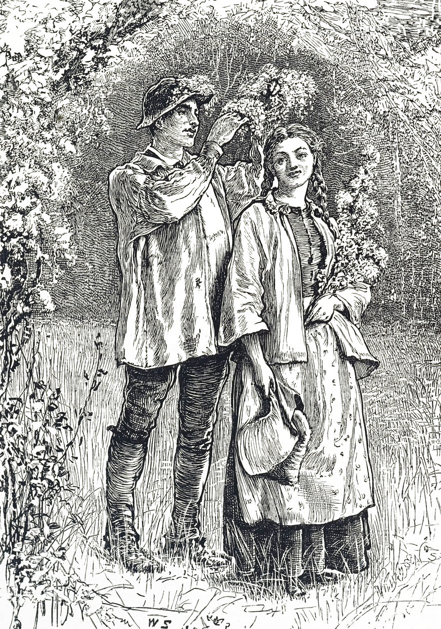 Engraving of the Crowning of the May Queen by William Small