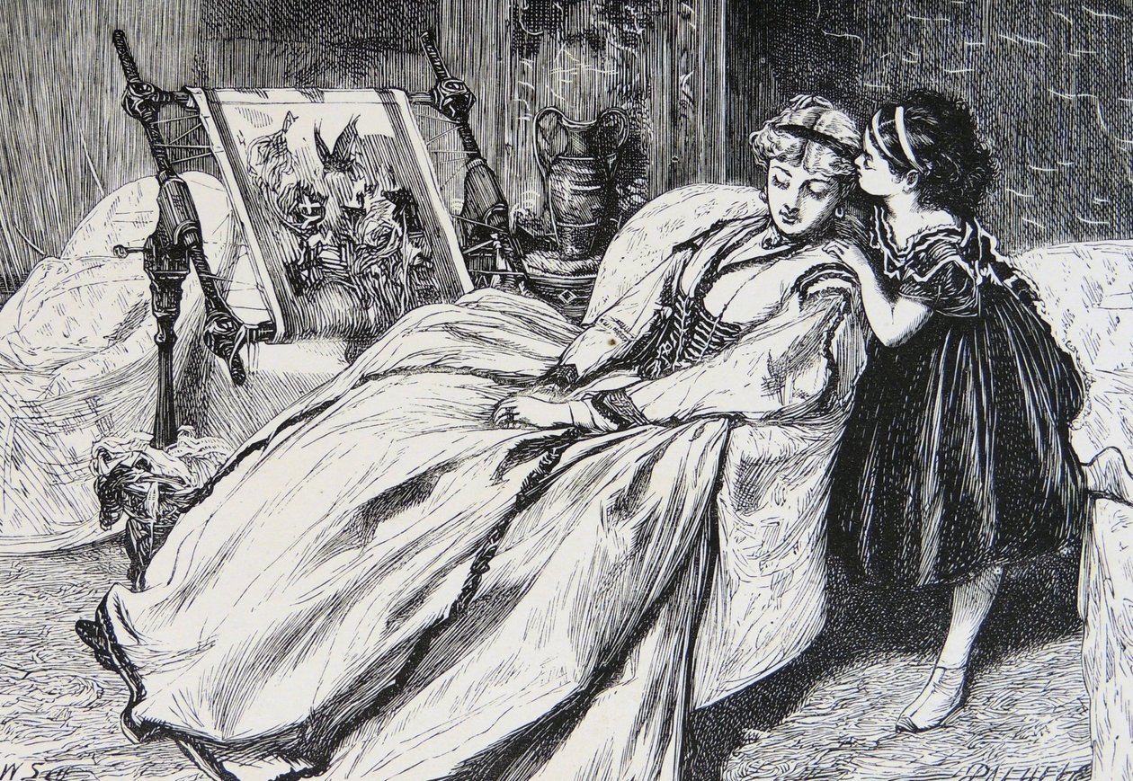 Mother Working on a Piece of Needlepoint by William Small