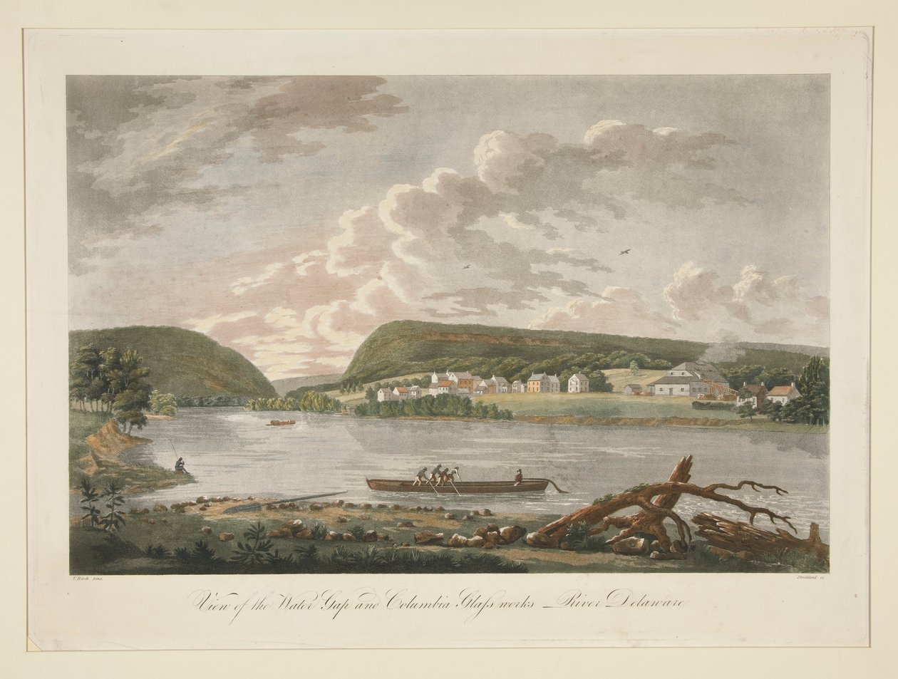 View of the Water Gap and Columbian Glassworks, River Delaware by William Strickland