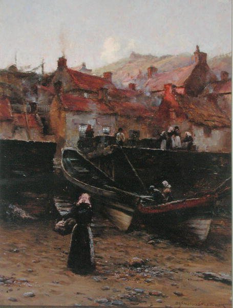 Quayside at Staithes, Yorkshire by William Teulon Blandford Fletcher