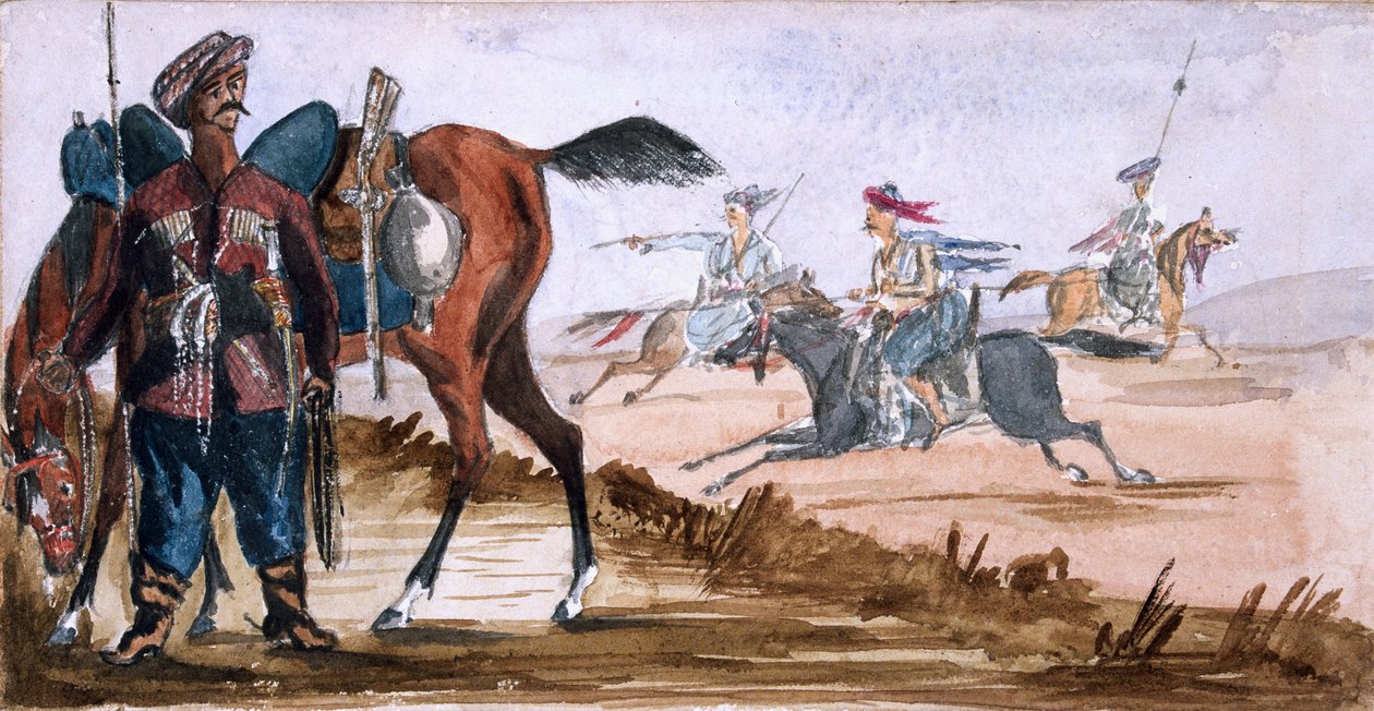 Bashi Bazouk of Circassia, & others at exercise in the background by William Thomas Markham
