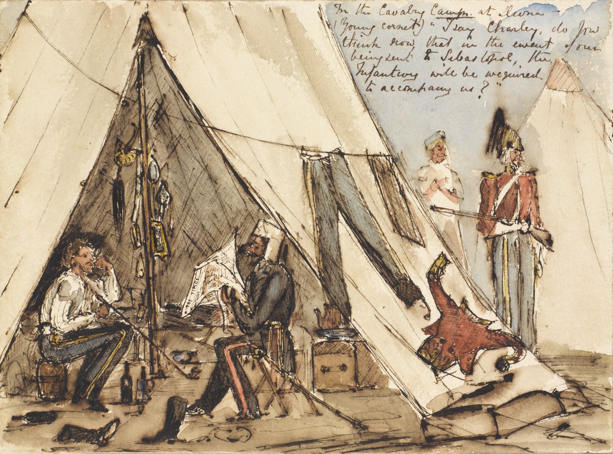 In the Cavalry Camp at Devna (Young Cornet) by William Thomas Markham