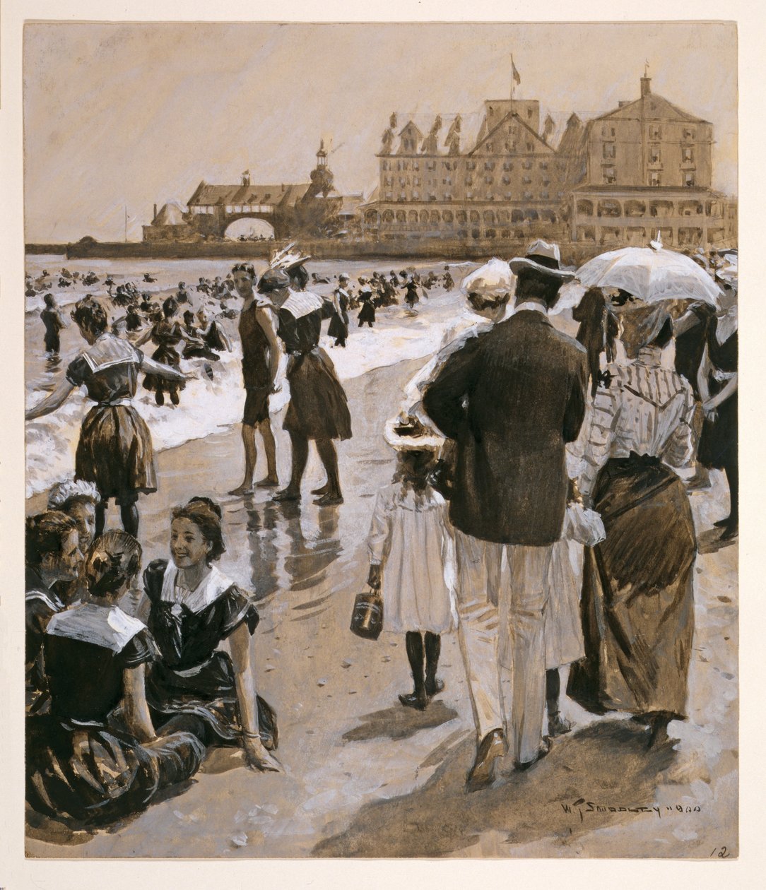 Beach Scene from Harpers Weekly, 1900 by William Thomas Smedley
