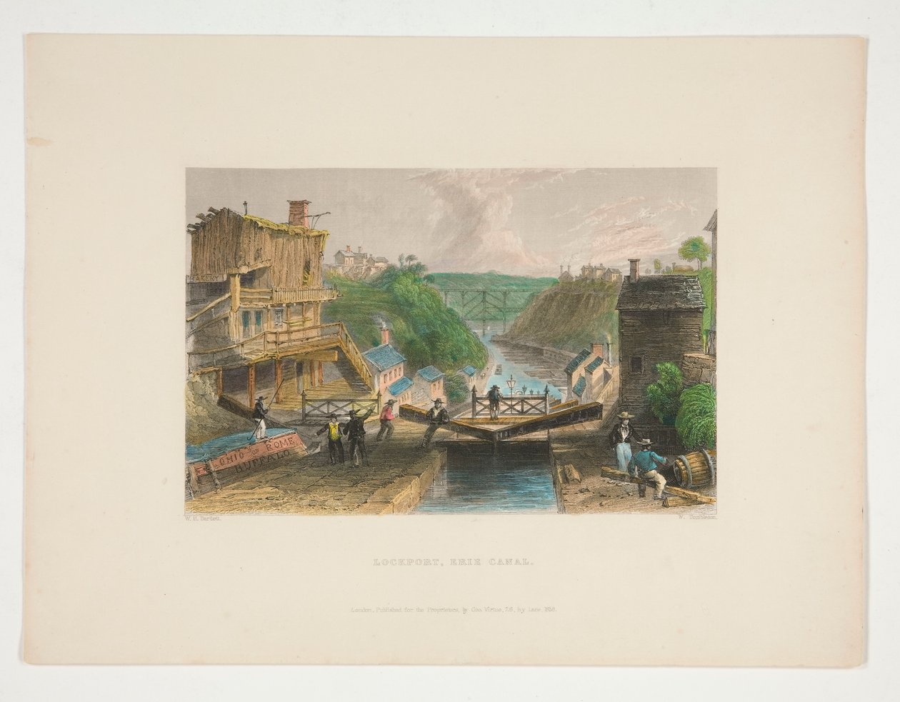 Lockport, Erie Canal, illustration for Nathaniel Parker Willis by William Tombleson