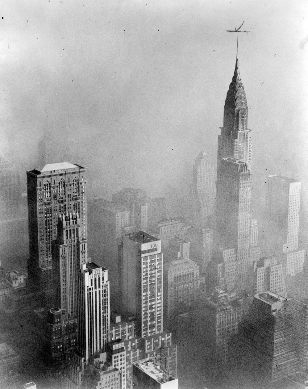 Smog Obscures View of Chrysler Building from Empire State Building, New York City by William Van Alen
