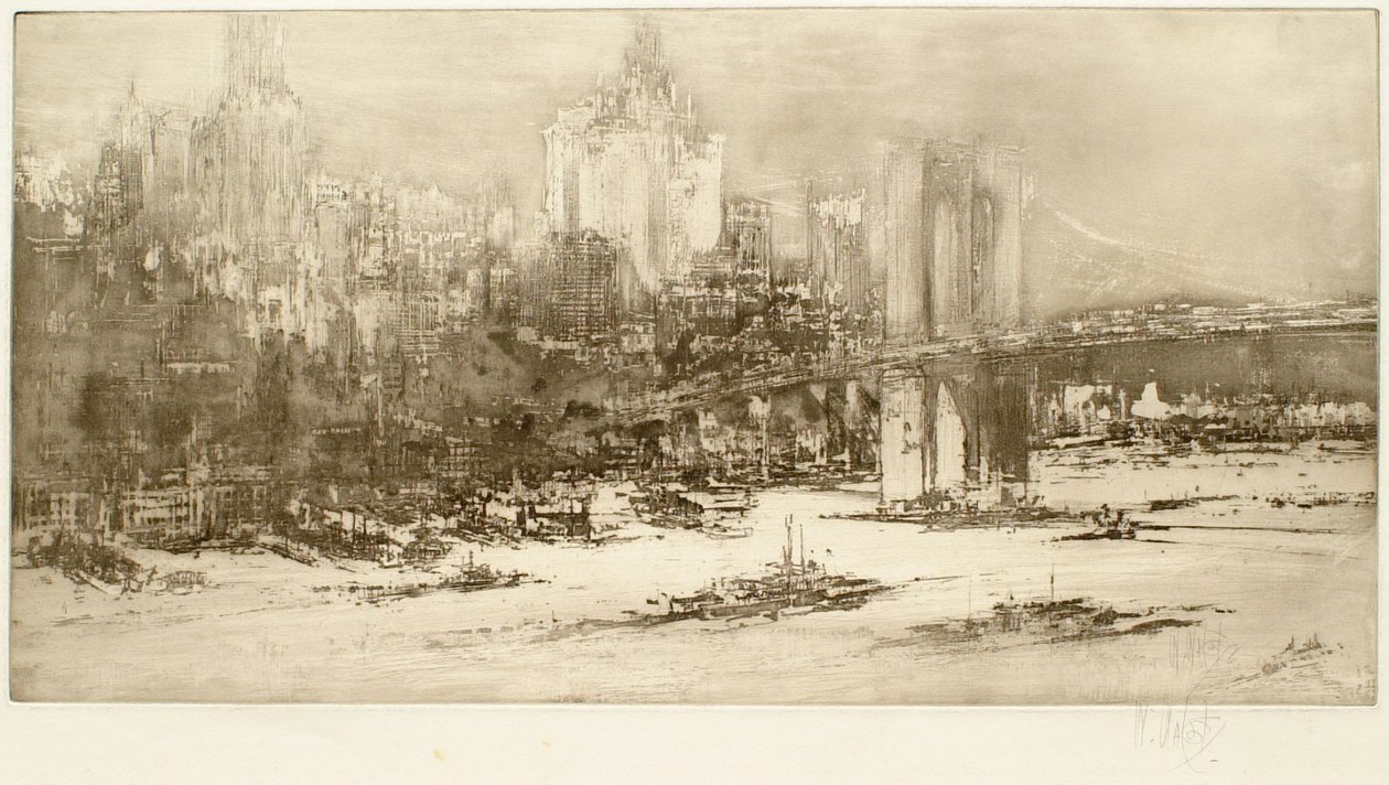 Brooklyn Bridge, New York (large plate) by William Walcot