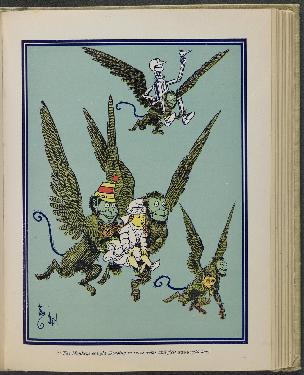 The Monkeys caught Dorothy in their arms and flew away with her, illustration from "The Wonderful Wizard of Oz" by William Wallace Denslow