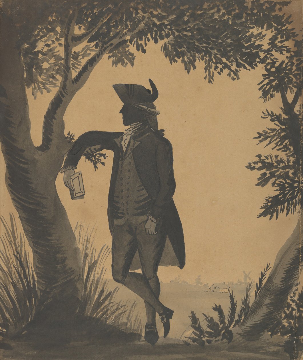 Young Man Leaning Against a Tree With a Book by William Wellings