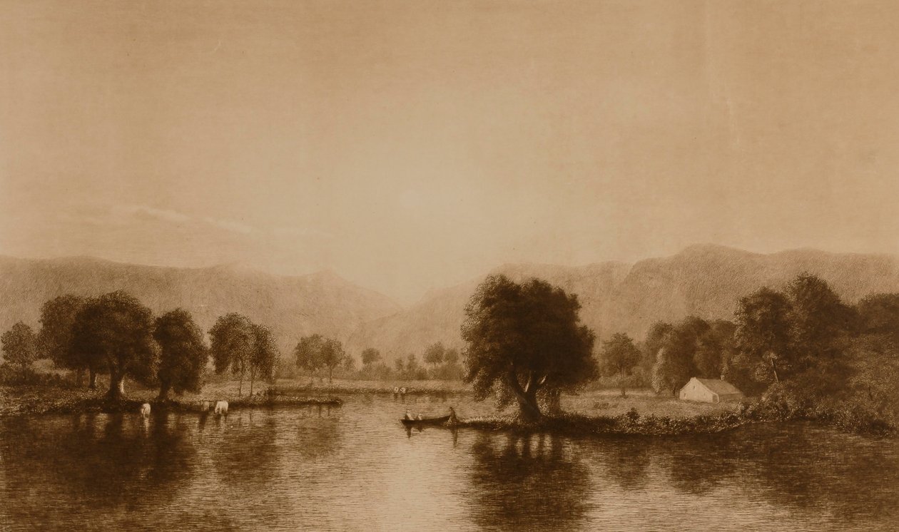 (Water and Cattle Scene) by William Wellstood