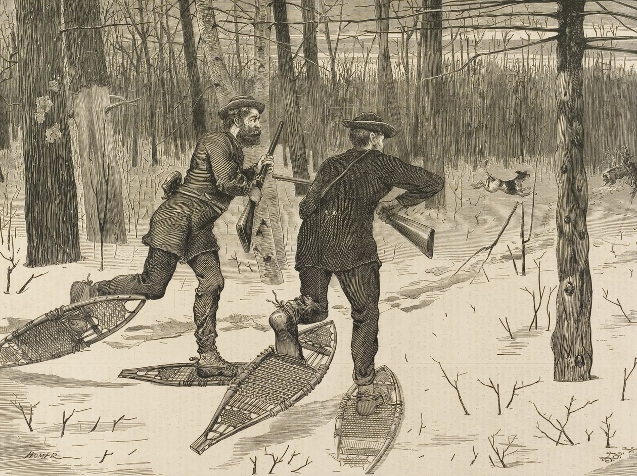 Deer-Stalking in the Adirondacks in Winter, from Every Saturday, January 21, 1871, p. 57 by Winslow Homer