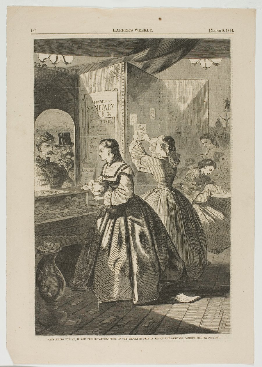 "Any Thing for Me, If You Please?"—Post-Office of the Brooklyn Fair in Aid of the Sanitary Commission by Winslow Homer