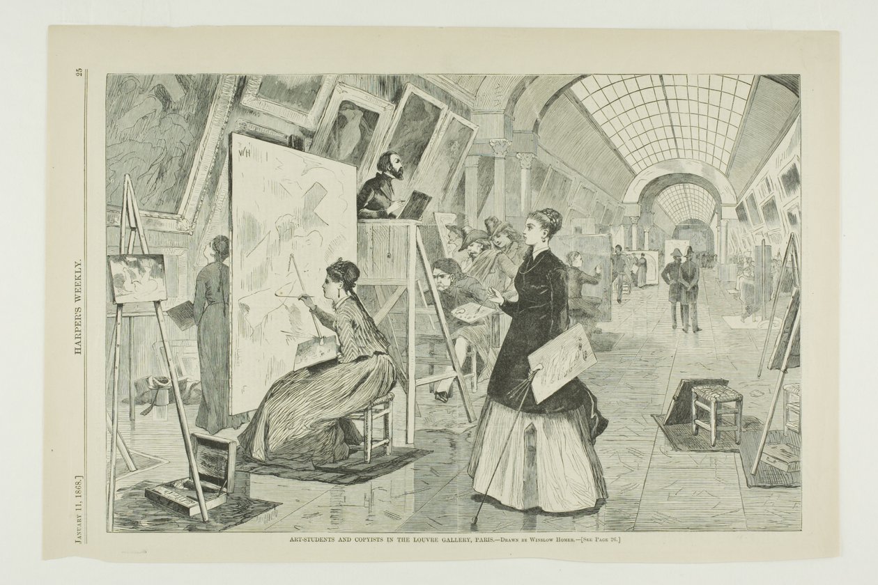 Art Students and Copyists in the Louvre Gallery, Paris by Winslow Homer