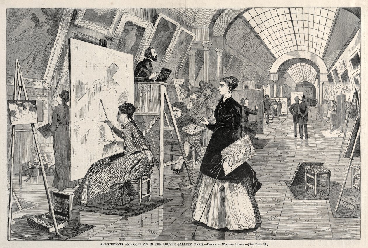 Art Students and Copyists in the Louvre Gallery, Paris by Winslow Homer