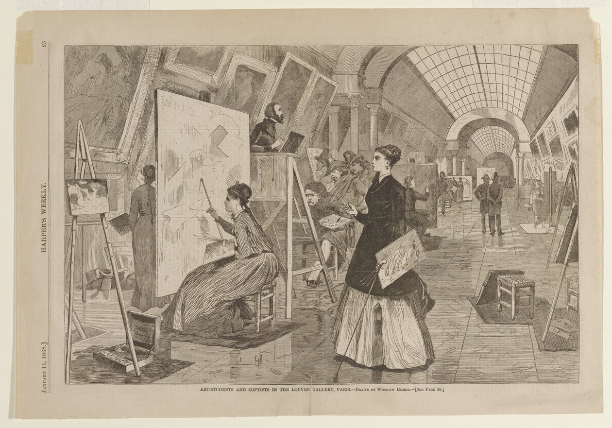 Art Students and Copyists in the Louvre Gallery, Paris by Winslow Homer