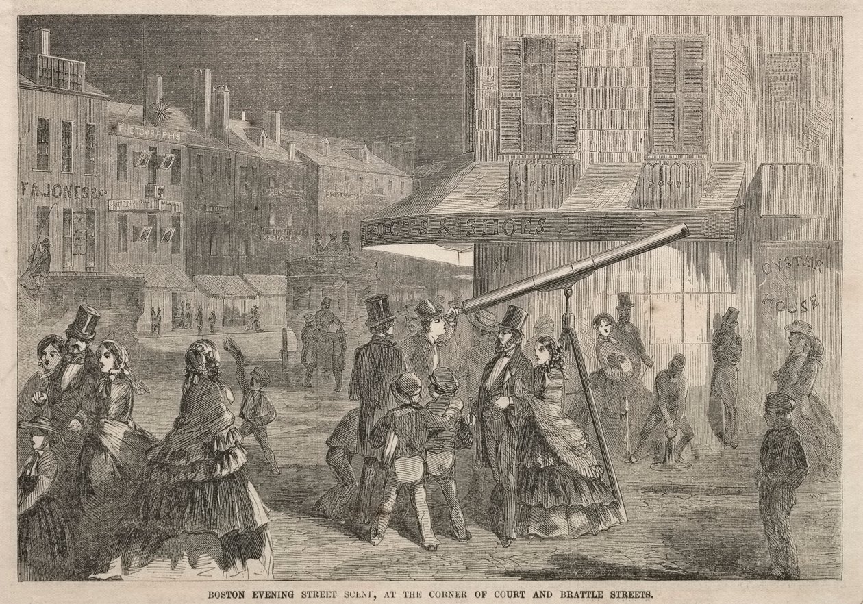Boston Evening Street Scene, at Corner of Court and Brattle Streets, 1857 by Winslow Homer