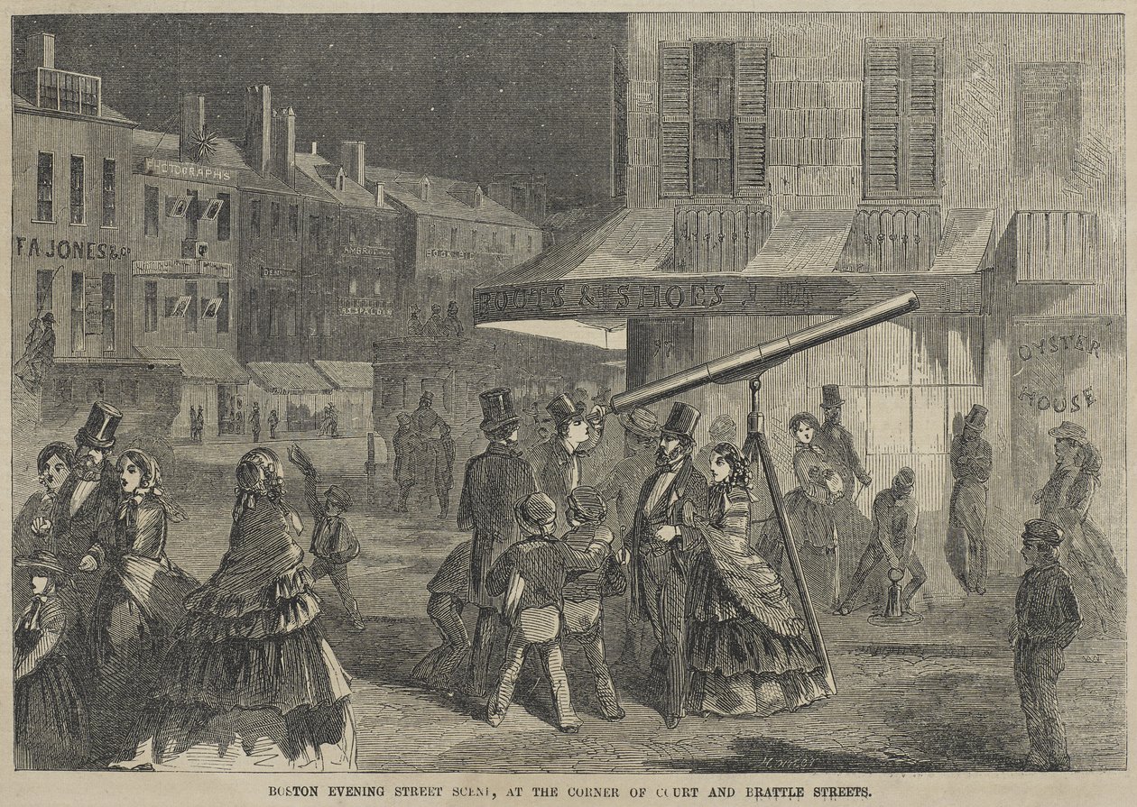 Boston Evening Street Scene, at the Corner of Court and Brattle Streets by Winslow Homer