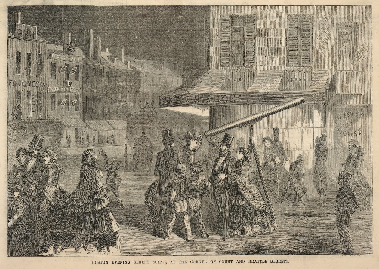 Boston Evening Street Scene, at the Corner of Court and Brattle Streets by Winslow Homer