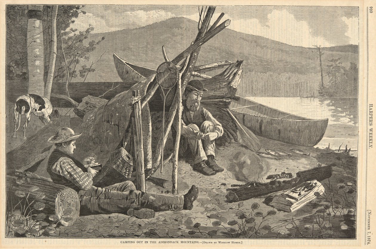 Camping Out in the Adirondack Mountains, from Harper by Winslow Homer