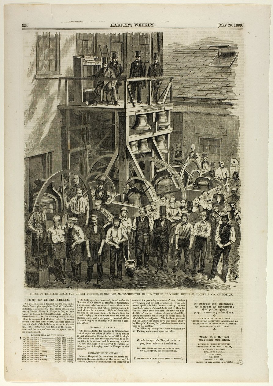Chime of Thirteen Bells for Christ Church, Cambridge, Massachusetts by Winslow Homer