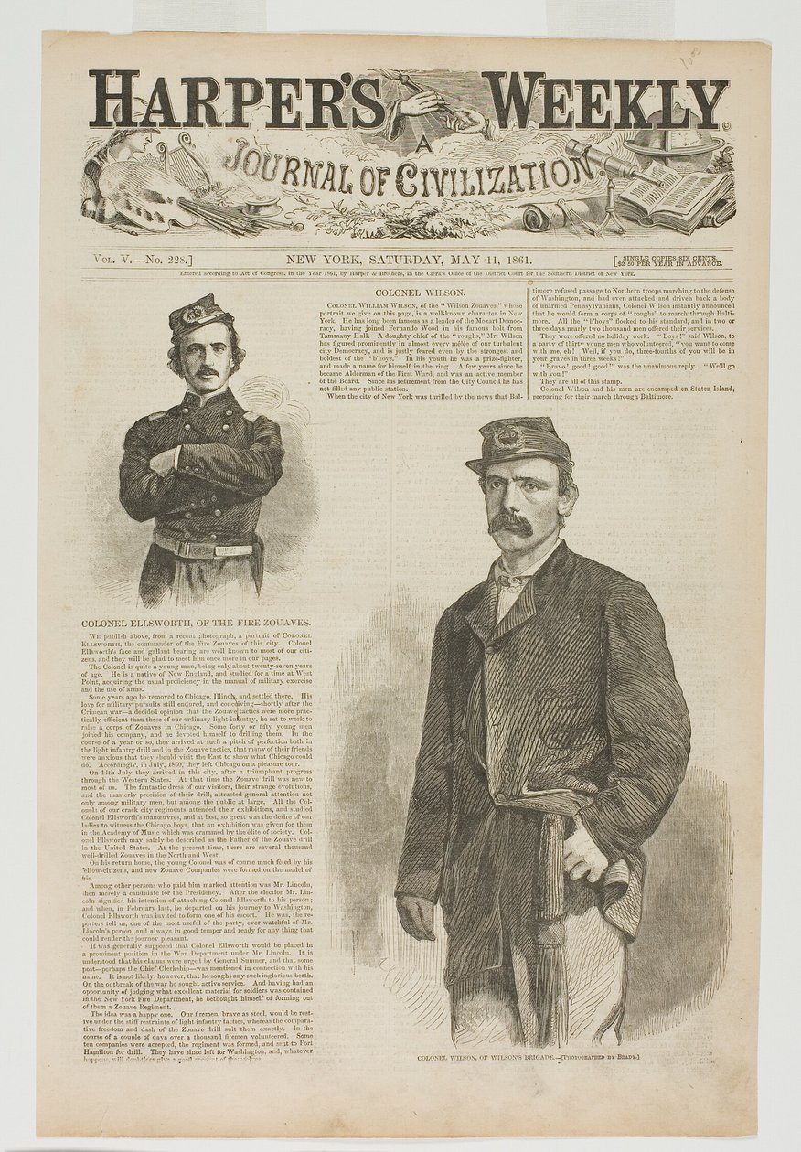 Colonel Wilson and Colonel Ellsworth of the Fire Zouaves by Winslow Homer