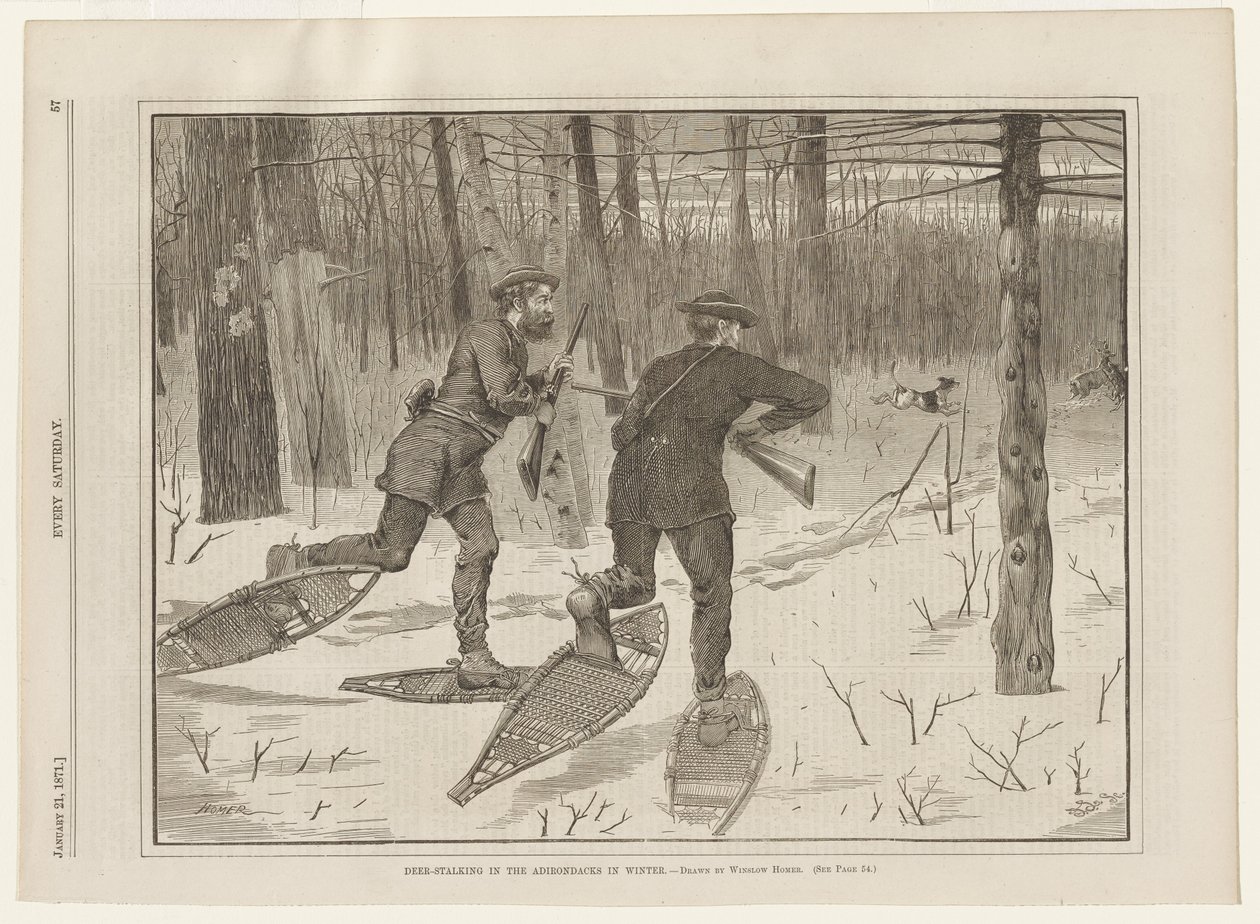 Deer Stalking in the Adirondacks in Winter by Winslow Homer