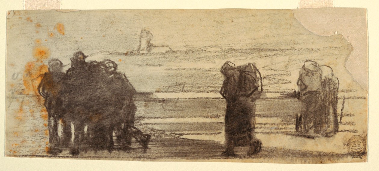 Figures Overlooking a Bay and a Small Boat, Cullercoats, England, 1881-82 by Winslow Homer
