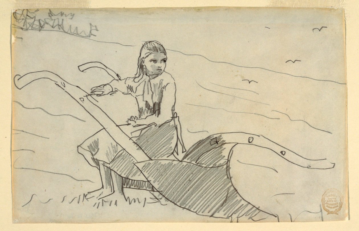 Girl Seated on a Plough, 1879 by Winslow Homer