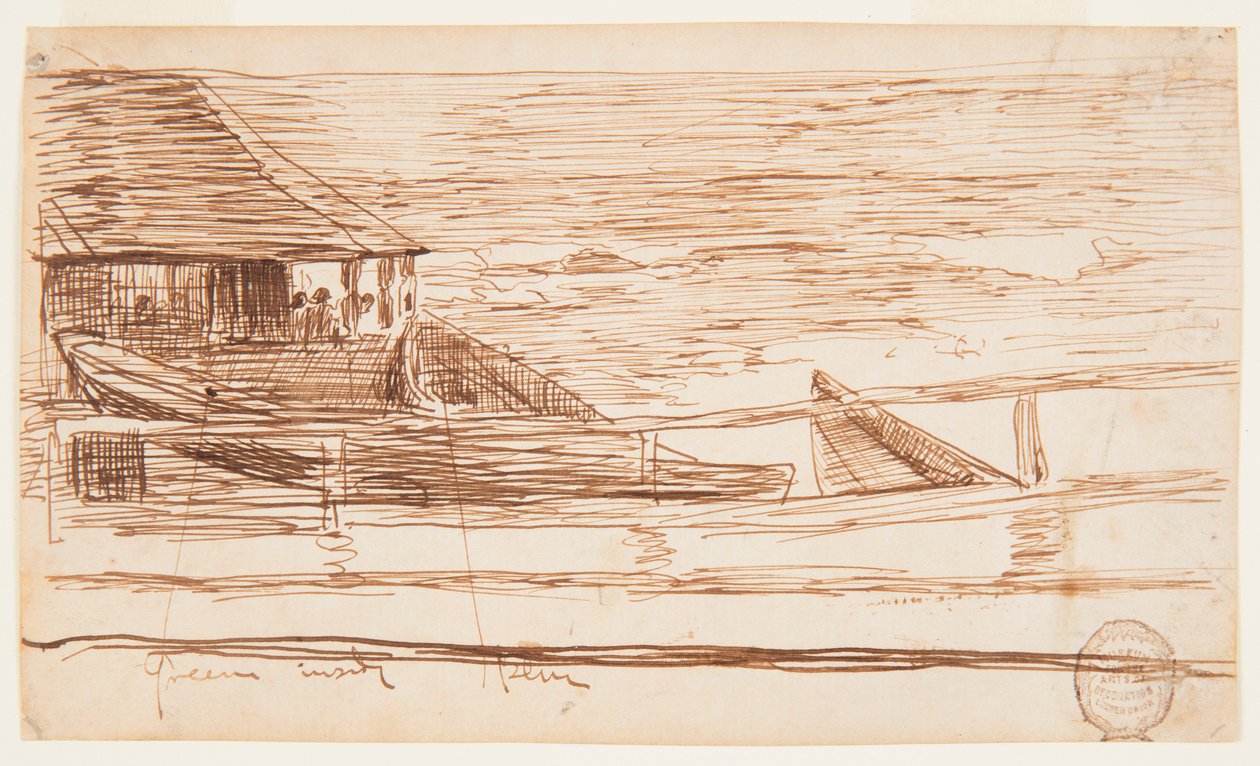 House at a Railing with Beached Dories, Cullercoats, England, 1881 by Winslow Homer