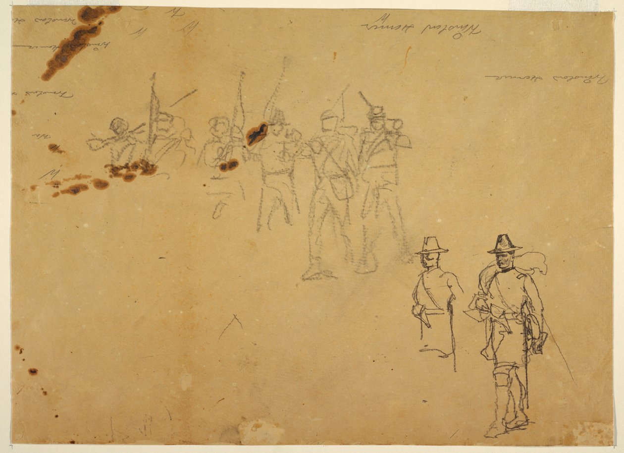 Sketches of Single Infantry Figures and Practice Signatures, 1862 by Winslow Homer