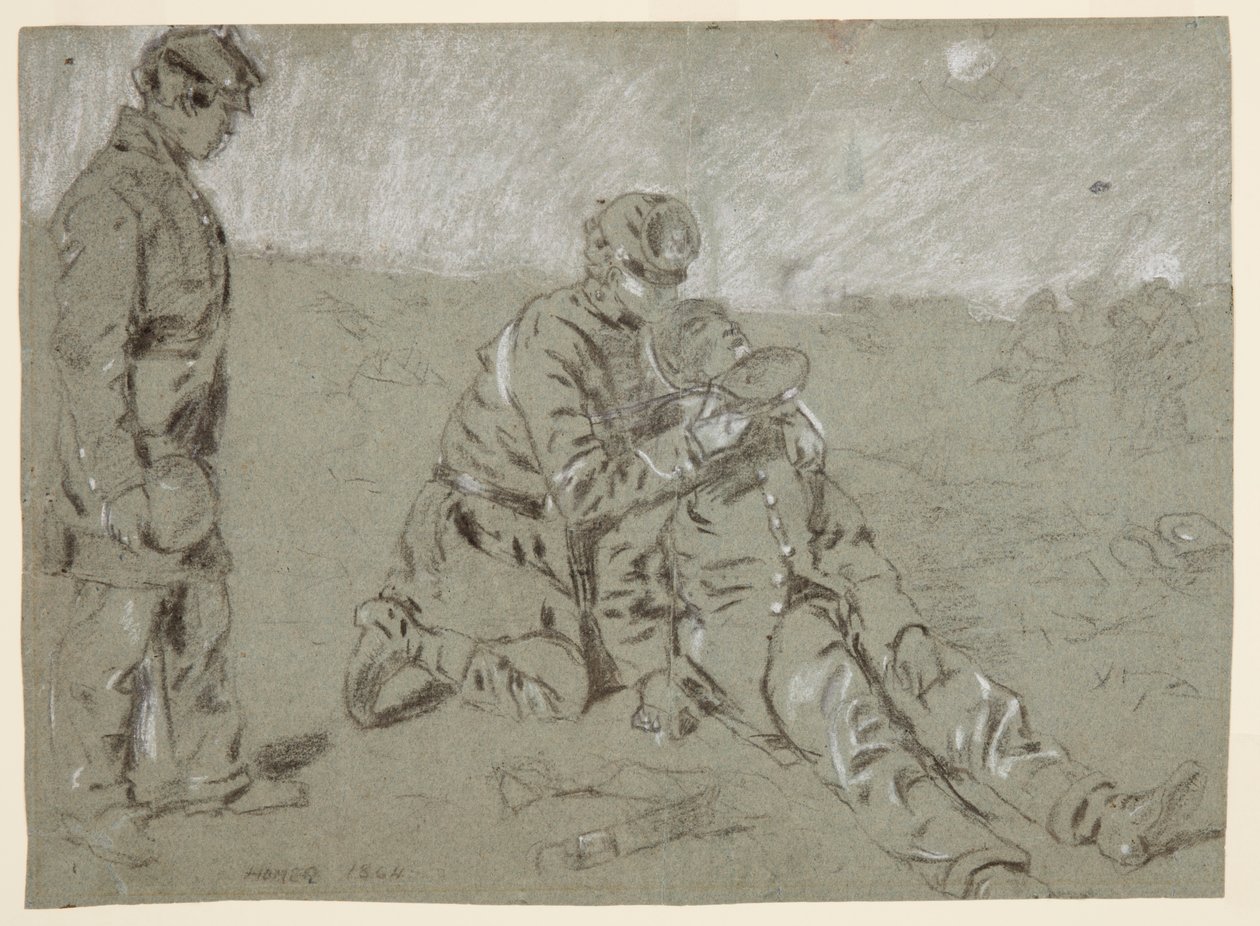 Soldier Giving Water to a Wounded Companion, 1864 by Winslow Homer