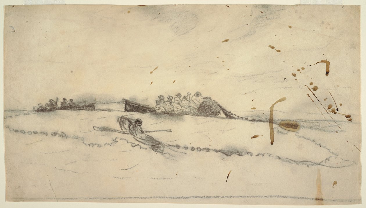 Three Boats with Fishermen Setting Out a Net, 1881-82 by Winslow Homer