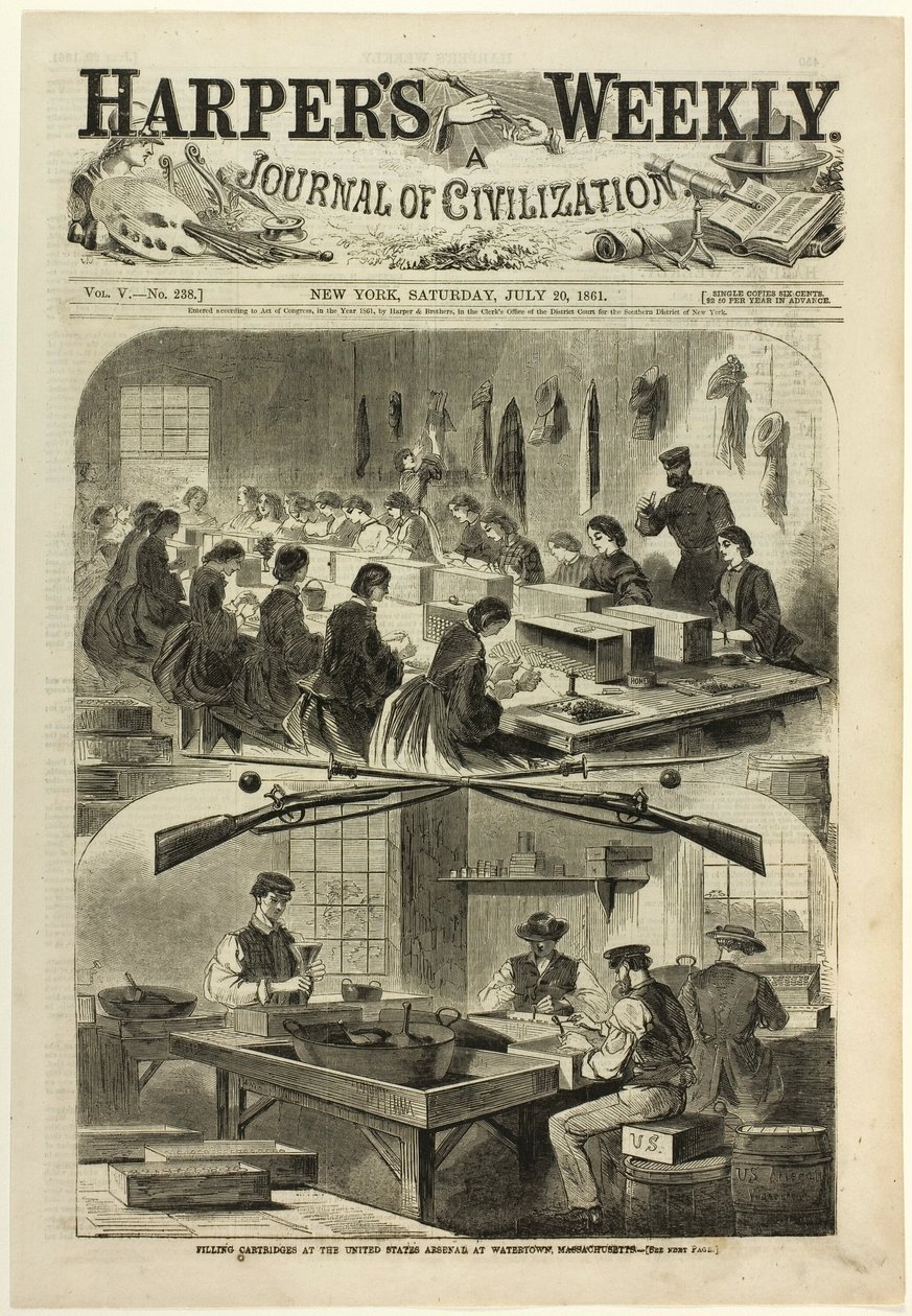 Filling Cartridges at the United States Arsenal, at Watertown, Massachusetts by Winslow Homer