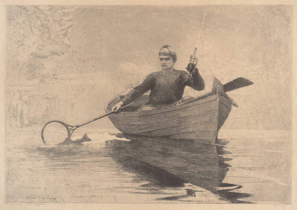 Fly Fishing, Saranac Lake by Winslow Homer