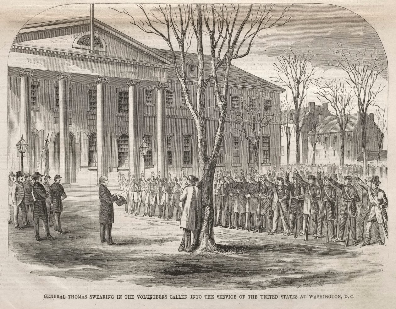 General Thomas Swearing in the Volunteers Called into the Service of the United States at Washington, D.C. by Winslow Homer
