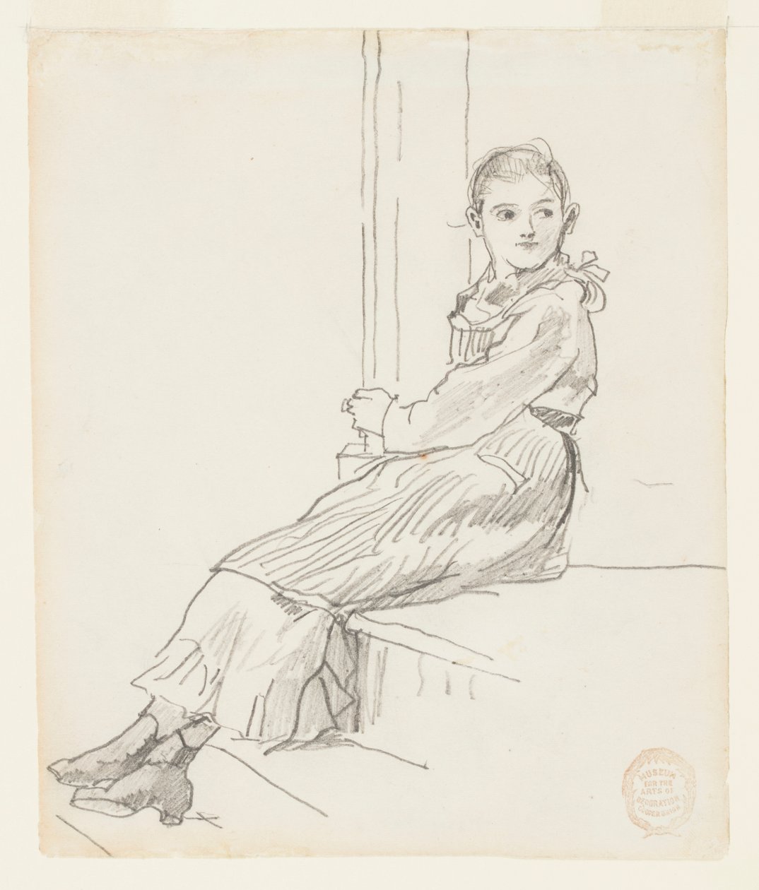 Girl Seated on a Porch Step by Winslow Homer