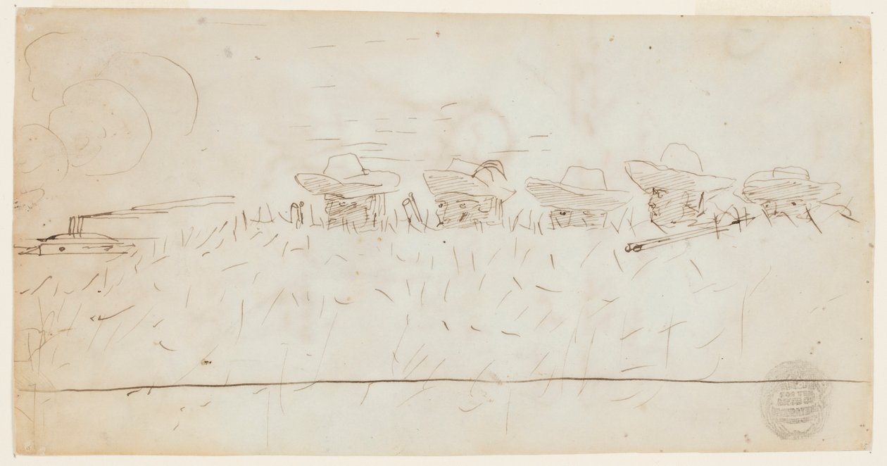 Men Looking Over Earthworks by Winslow Homer