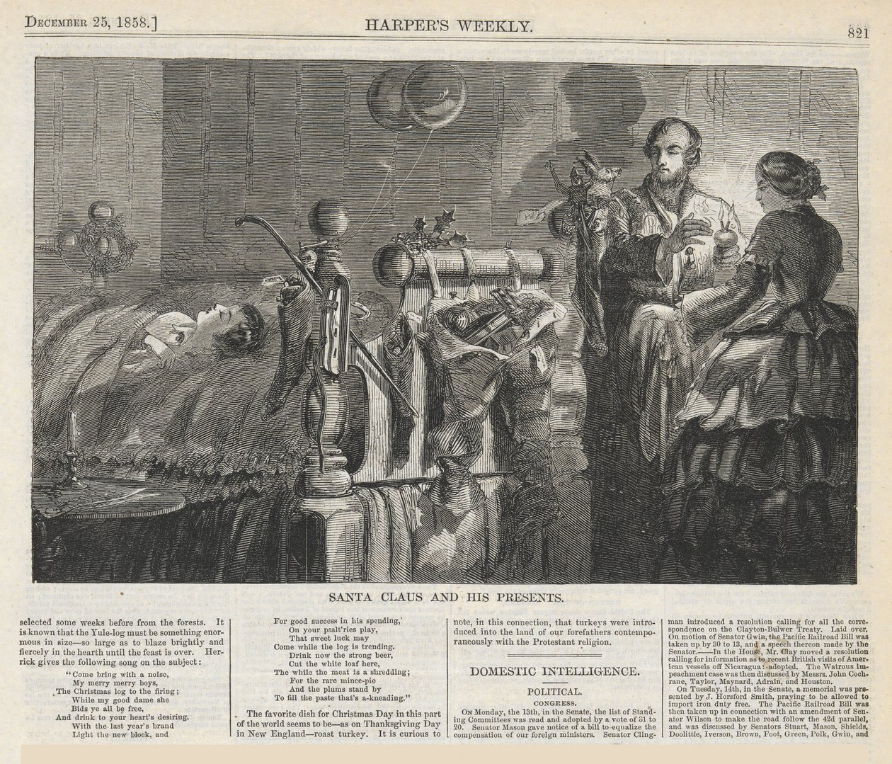 Santa Claus and His Presents, from Harper by Winslow Homer