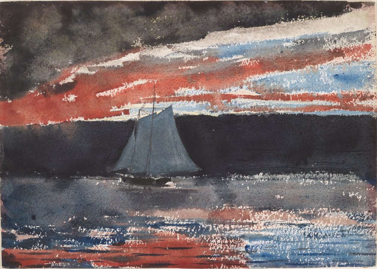 Schooner at Sunset by Winslow Homer