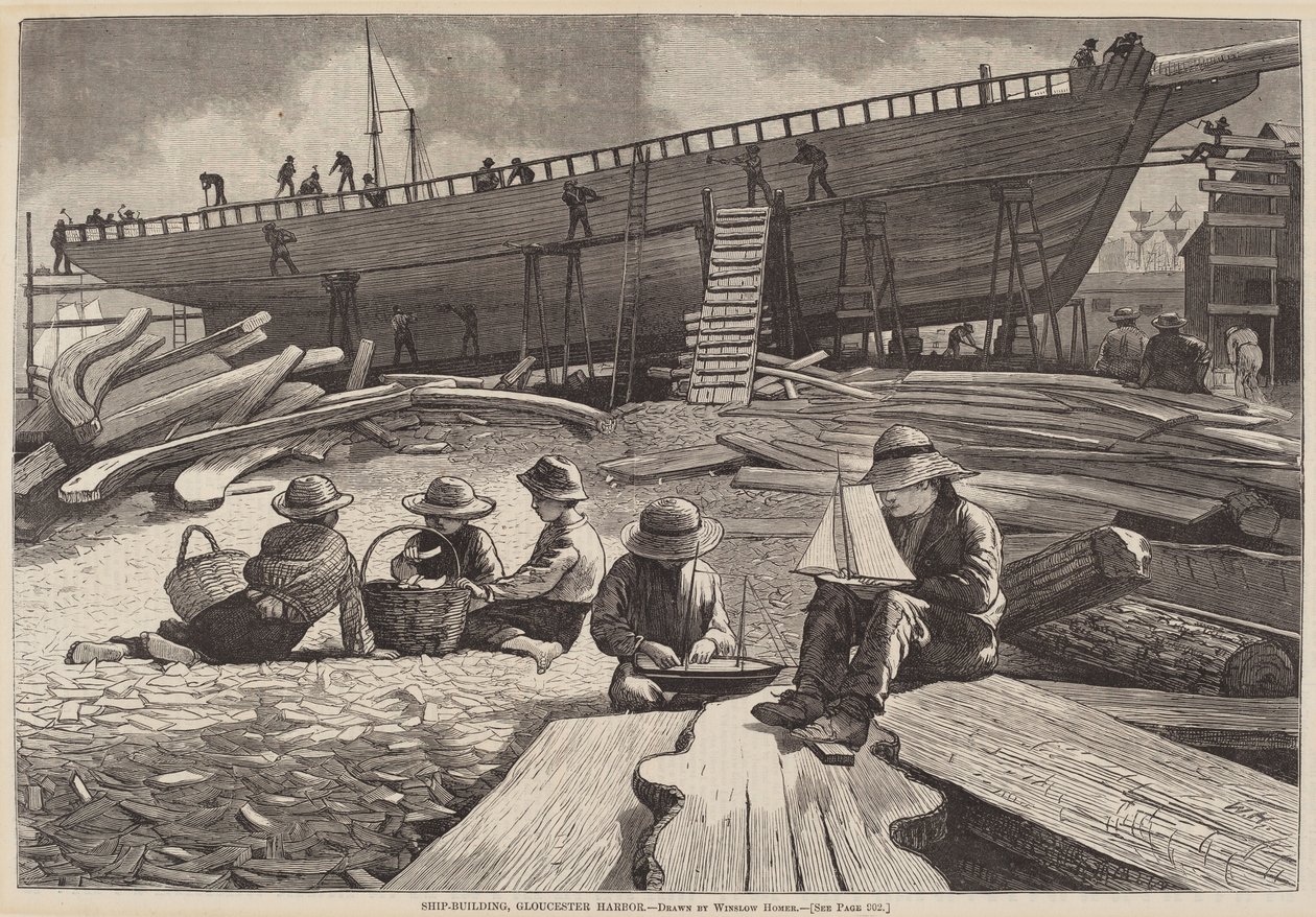 Ship-Building, Gloucester Harbor by Winslow Homer