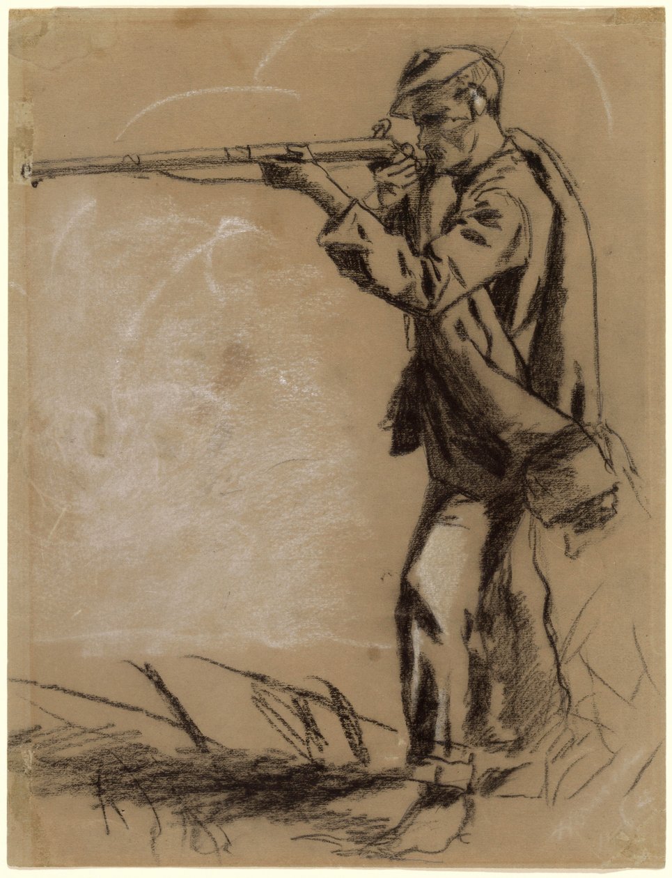 Soldier Taking Aim [recto] by Winslow Homer