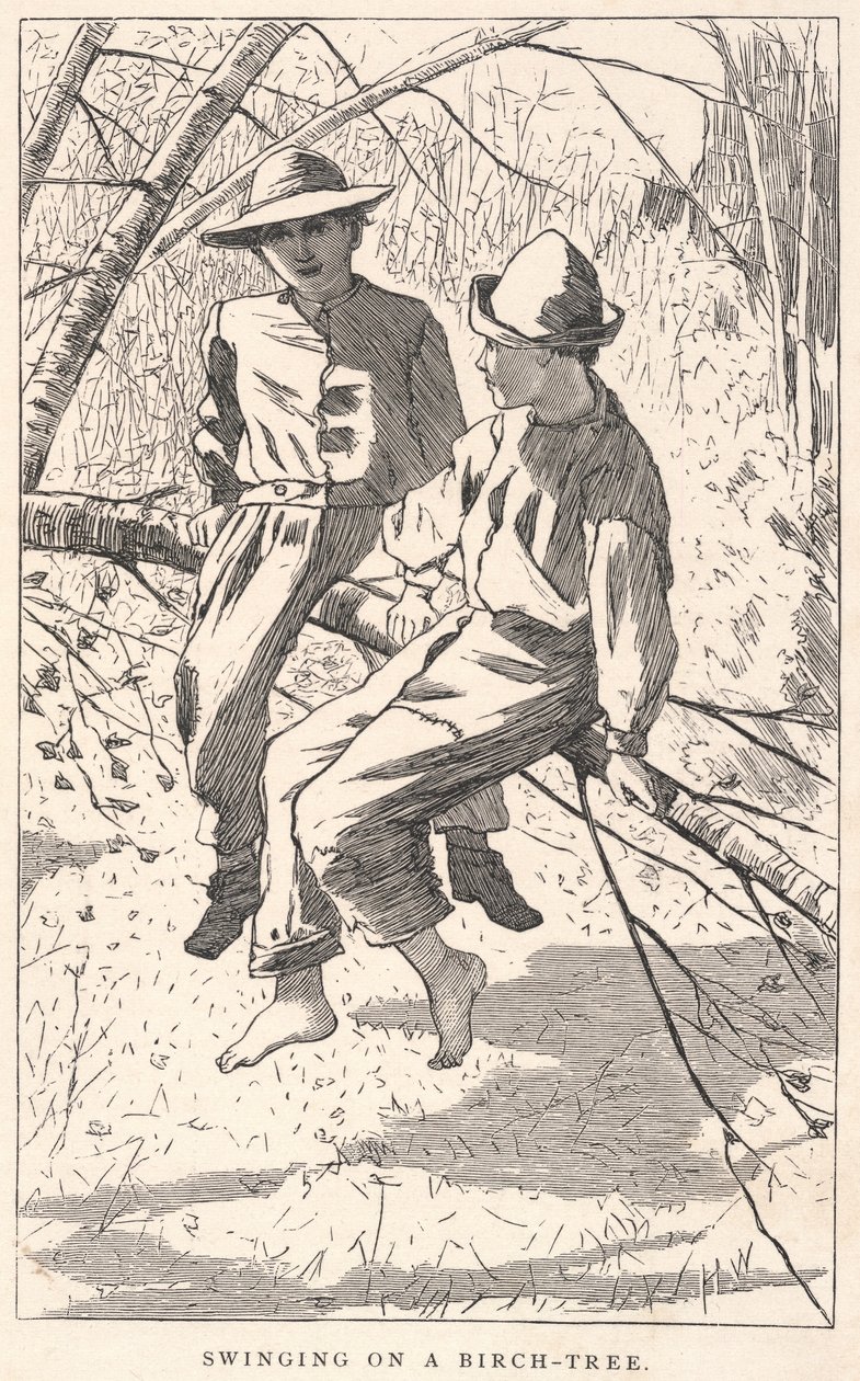 Swinging on a Birch-Tree, from Our Young Folks, June 1867 by Winslow Homer