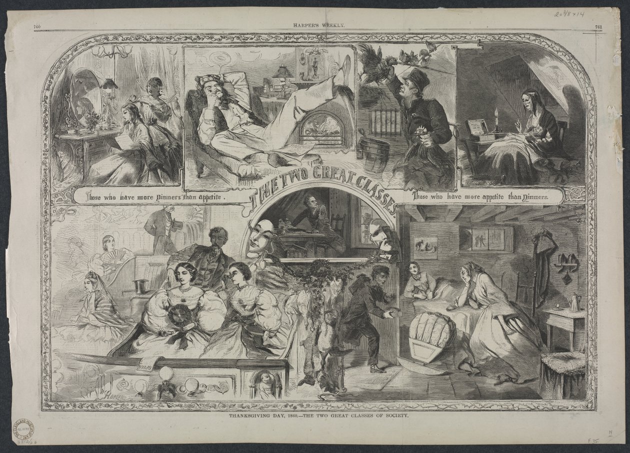 Thanksgiving Day, 1860 - The Two Great Classes of Society by Winslow Homer