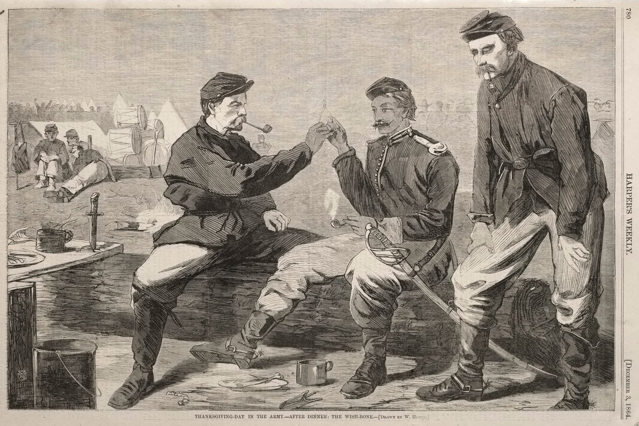 Thanksgiving Day in the Army - After Dinner: The Wish-Bone, 1864 by Winslow Homer